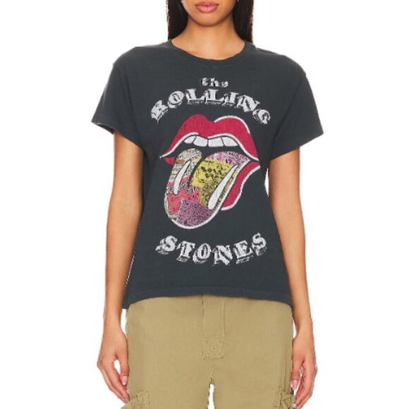 Daydreamer Women's Vintage Black Rolling Stones Ticket Fill Tongue Tee Size L - Picture 1 of 7